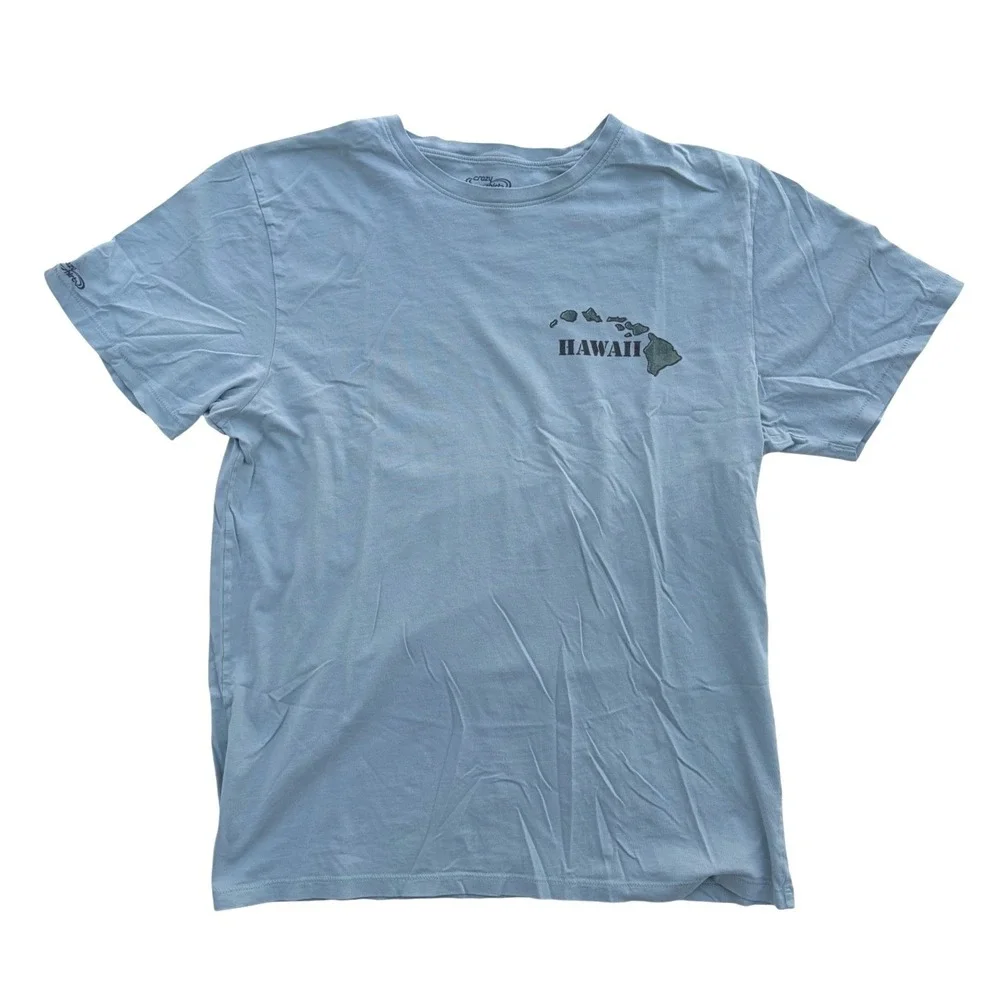 Crazy Shirts Hawaii Big Island Map Graphic Tee Pima Cotton Blue Mens Large - Picture 1 of 6